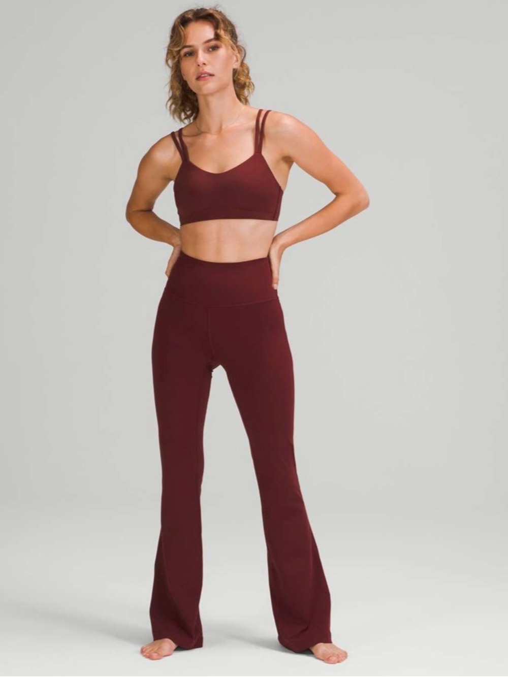 Lululemon groove super high rise flare leggings in Nulu size 4 red Merlot